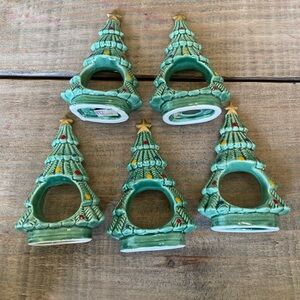 Vintage Ron Gordon Christmas Tree Napkin Rings 1982